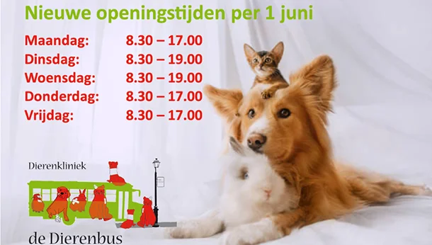 Nieuwe openingstijden per 1 juni